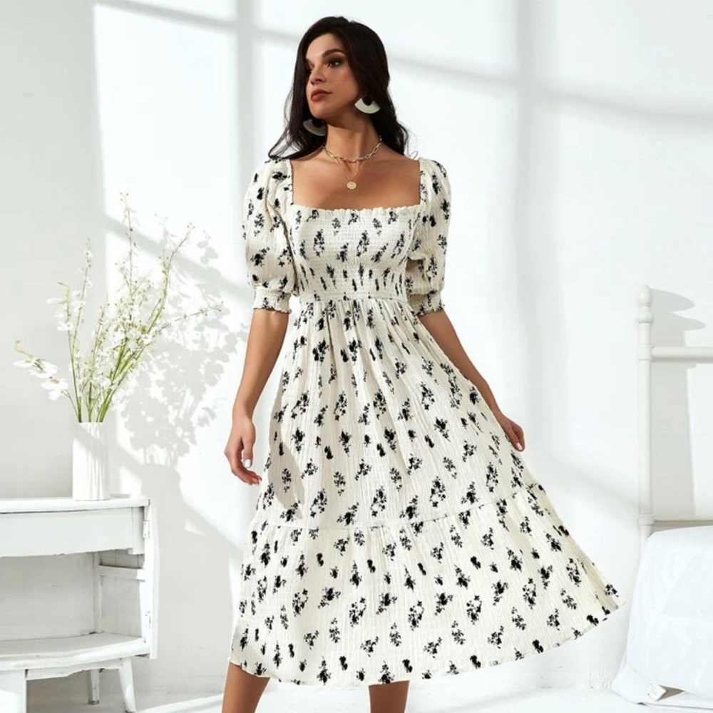 All Over Floral Print MIDI Dress